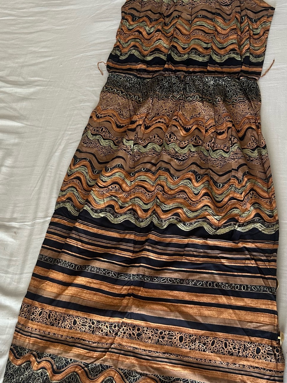 Boho Wavy Stripe Maxi Skirt in Brown & Black